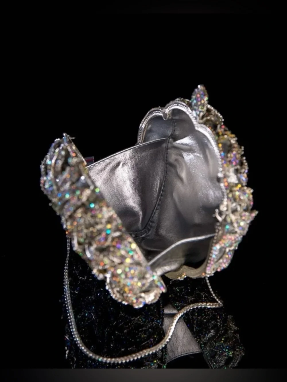 Rose Evening Clutch - Silver